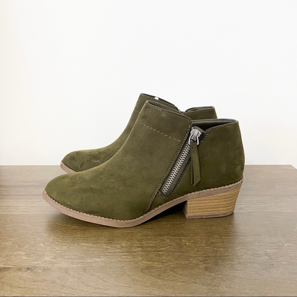 Time and Tru Shoes Olive Green Ankle Booties Poshmark